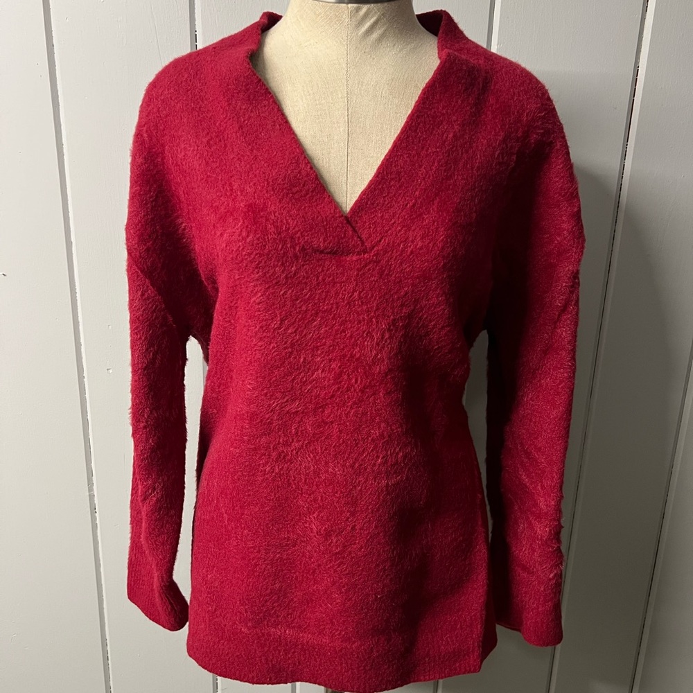 Ava & Viv Women's Deep Red V-Neck Sweater